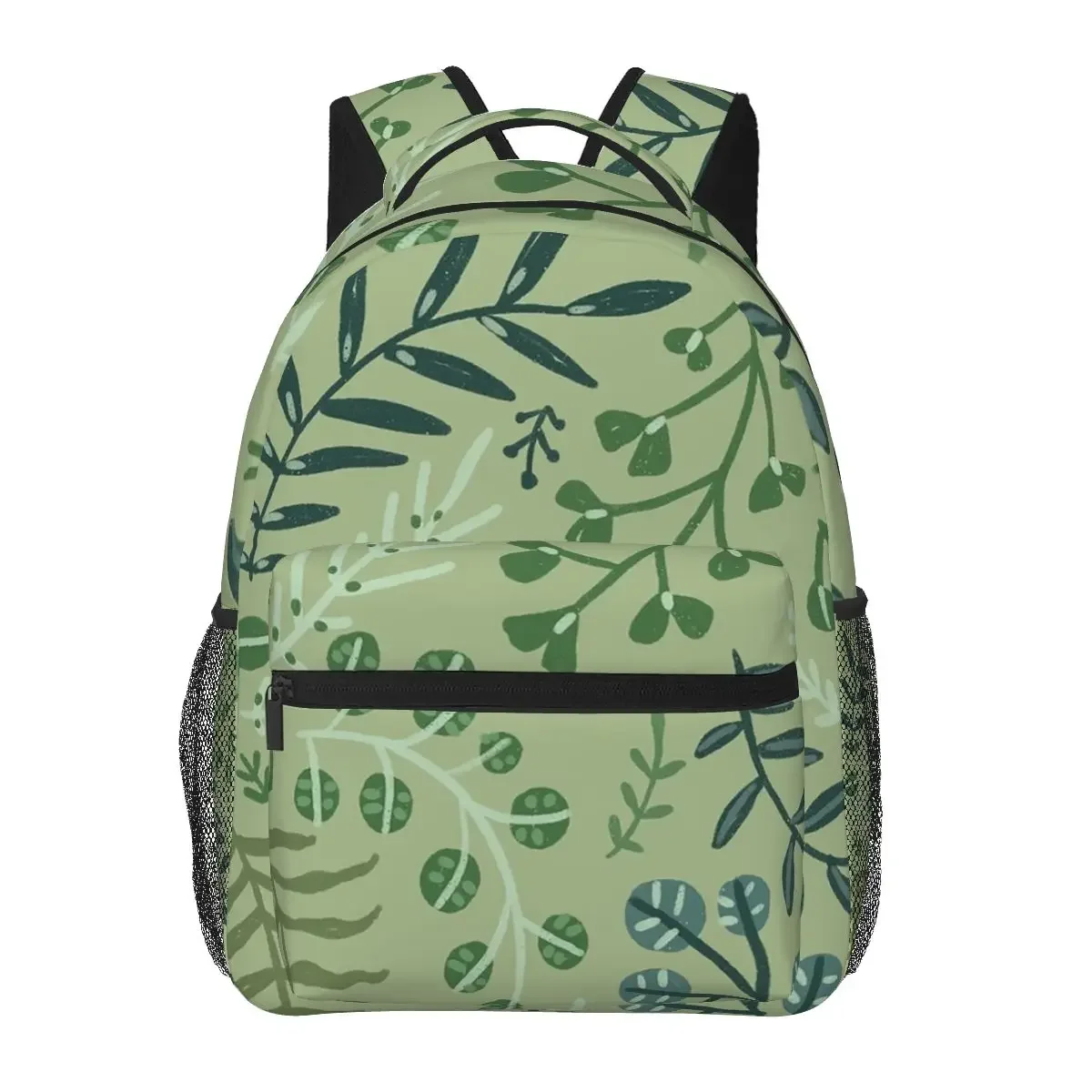 Green Leaves. Leaf. Nature. Wild Floral Flowers Backpacks Boys Girls Bookbag Students School Bags Travel Rucksack Shoulder Bag