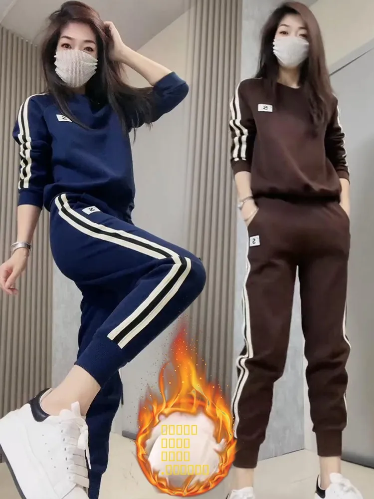 

Толстовка и брюки Thiened Fce, комплект из двух предметов, женская модная повседневная спортивная одежда, Новое зимнее поступление, облегающий крой