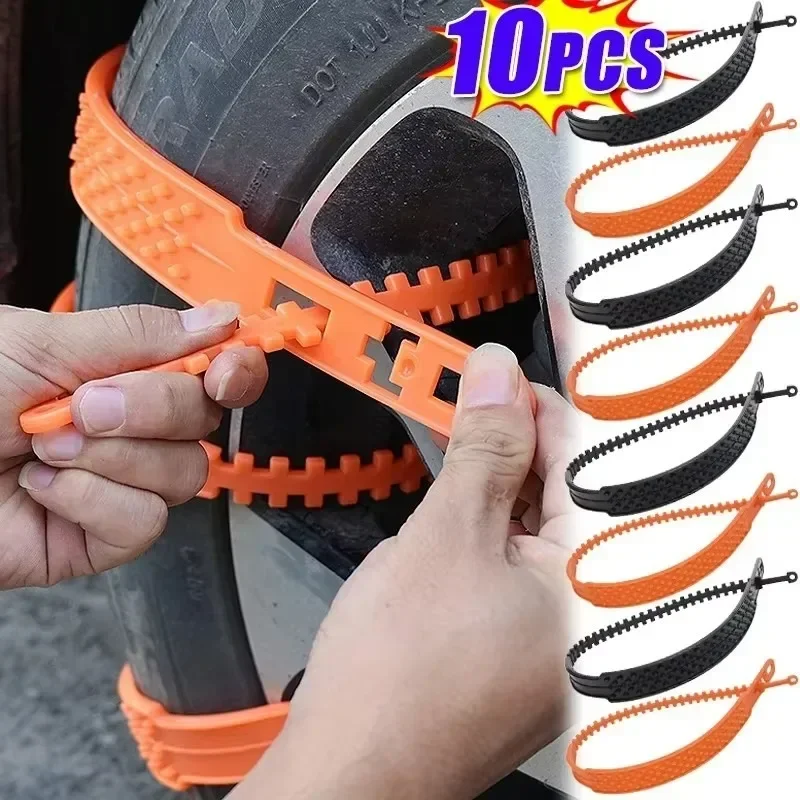 10-1Pcs Auto Motorrad Schnee Ketten Wiederverwendbare Reifen Anti Slip/Skid Tie Winter Notfall Sicherheit Gürtel Reifen kette Moto Zubehör