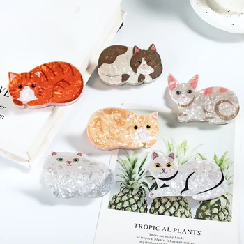 Pinces à cheveux pour femmes Chats animaux Dessin animé Kawaii PVC Prises à cheveux Simulation personnalisée Accessoires pour cheveux Filles 8 meilleures barrettes à cheveux pour chat en vente - No 3