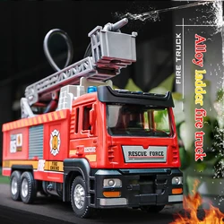 Fire Truck Model Water Spary Truck Toy Alloy Simulation Sprinkler Ladder Truck Car Model Electric Cars for Children Kids Toy