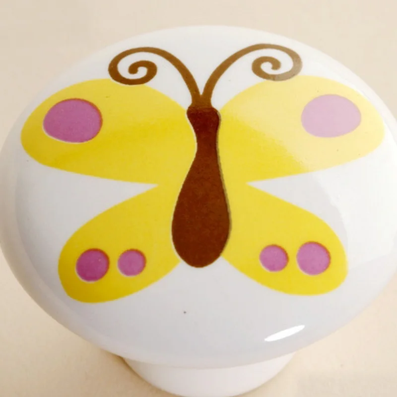 

UNILOCKS 10Pcs Furniture Parts Cartoon Yellow Butterfly Furniture Knobs and Pulls(Diameter:38mm)