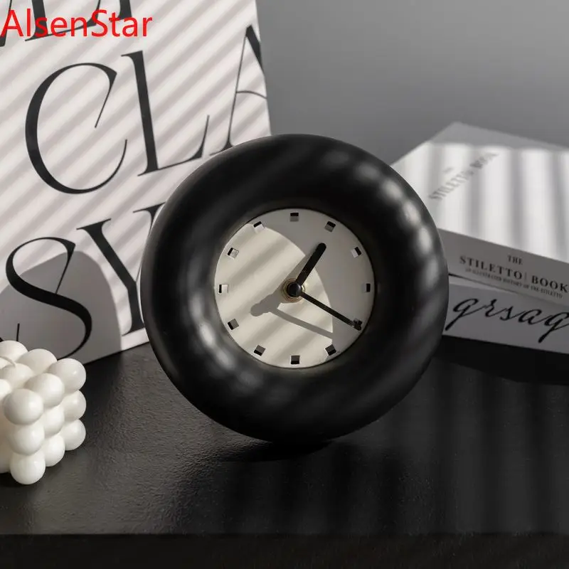 

Ins Small Round Clock Student Mute Desk Clock Household Desktop Ornament Living Room Wall Hanging Clocks Watch Home Decoration