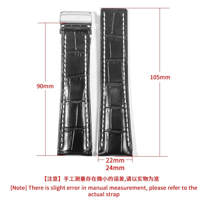 Italian High-Quality Genuine Leather Watchband for Breitling Super Marine Avengers Aviation Timing 22 24 Waterproof Watch Strap