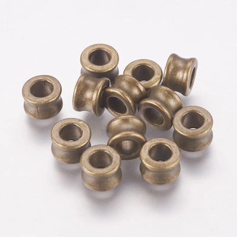 20 Stücke Metall Großes Loch Perlen Antik Gold Bronze Lose Rohr Spacer Perlen Charms Schmuck Machen DIY Handgemachte Armband Zubehör – Detail 2