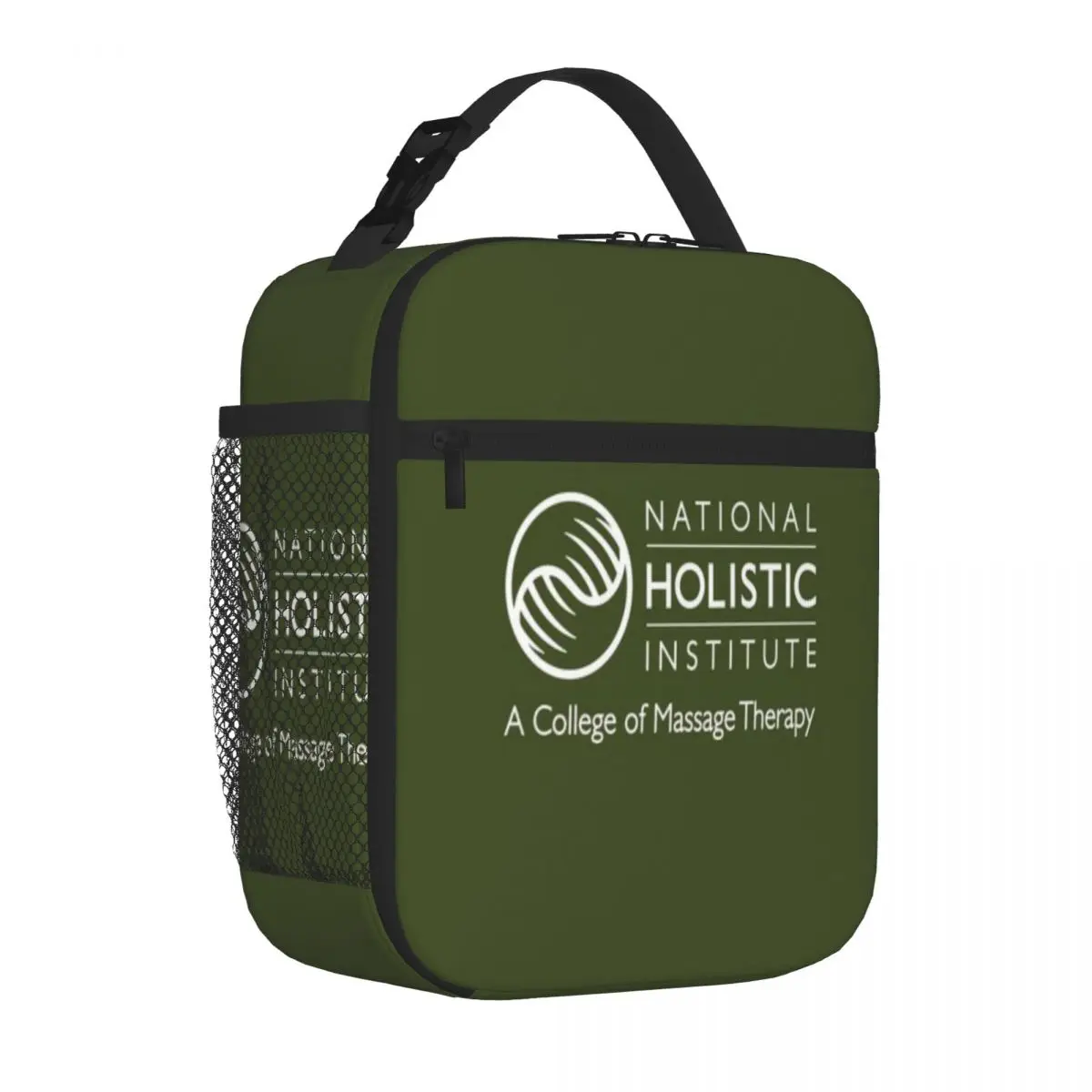 Bestselling National Holistic Institute Logo White Stitched Detail Cooler Lunch Bag Festival Outing Adjustable Strap Lunch Bag