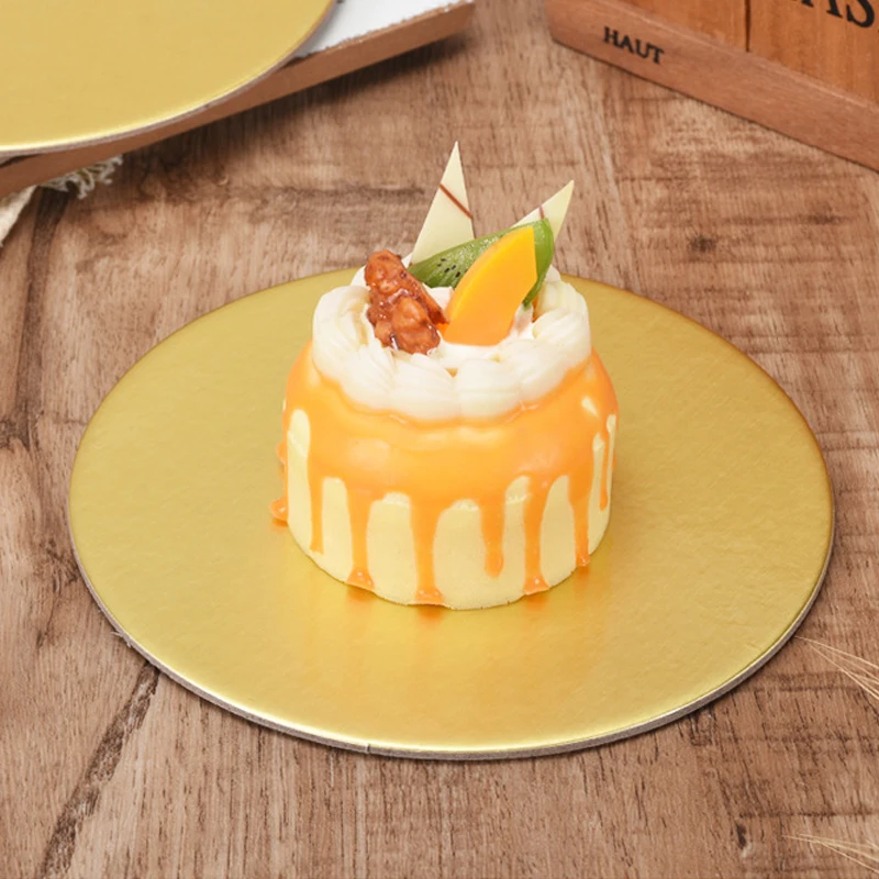 Golden Coated Round Cake Board Diameter 10-33CM Available Circle Cardboard Base Cake Decorating Supplies Mousse Dessert Tray