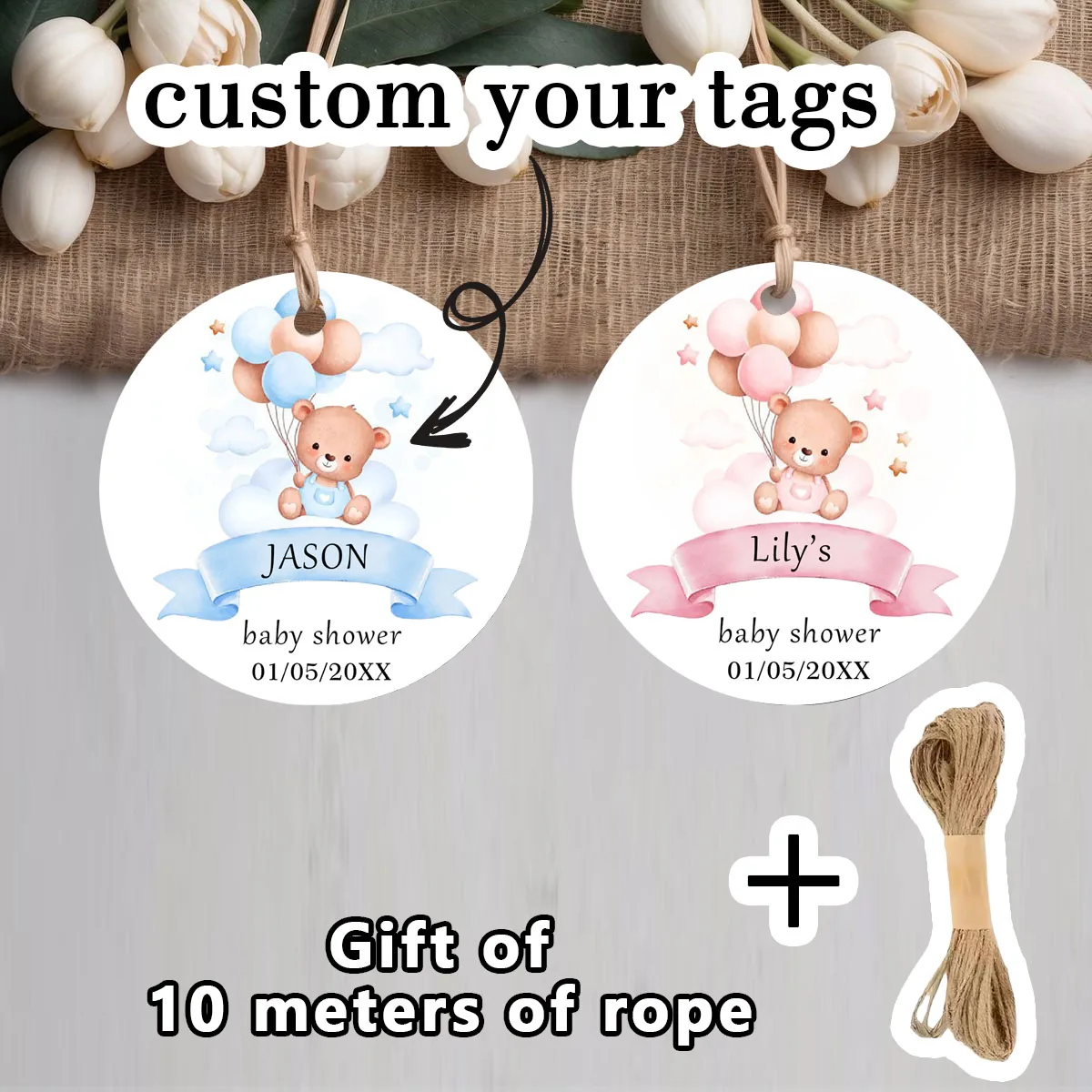 

90pcs personalized name and birthday cards (for baptisms, party invitations, and gift wrapping)