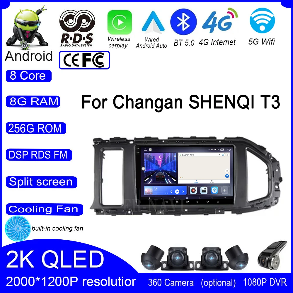 

Android 14 For Changan SHENQI T3 Multimedia Car Monitor TV Video Player BT Lettore Autoradio Vehicle Screen