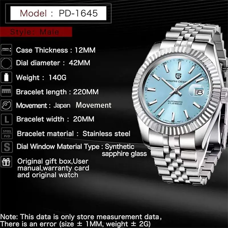 PAGANI DESIGN часы для мужчин 42 мм механические часы из нержавеющей стали 100 м водонепроницаемые мужские часы лучший бренд мужские автоматические наручные часы