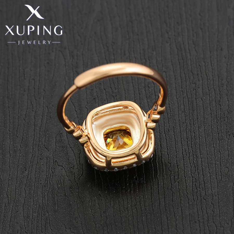 Xuping Jewelry Fashion Copper Alloy Stone Square Shaped Charm Trendy Style Gold Color Ring for Women Lady Gift  A00918392