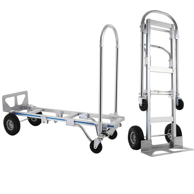 

Folding Hand Truck 2 in 1 Aluminum Trolley Cart with Wheels 800Lbs Heavy Duty Wagon Collapsible Dolly Cart for Transport Moving