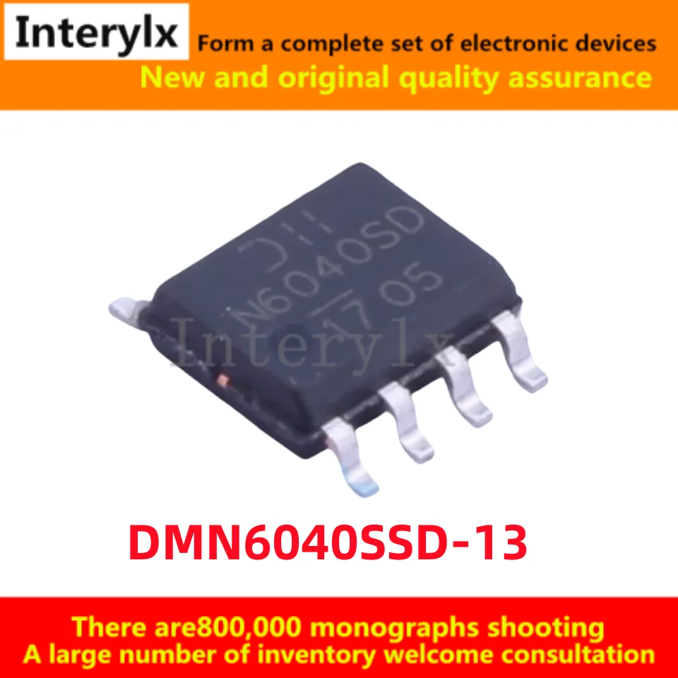 10-50Pcs/Lot Original DMN6040SSD-13 DMN6040SD SOP-8 Printing N6040SD Dual N+N Channel 60V 5A Field Effect Tube