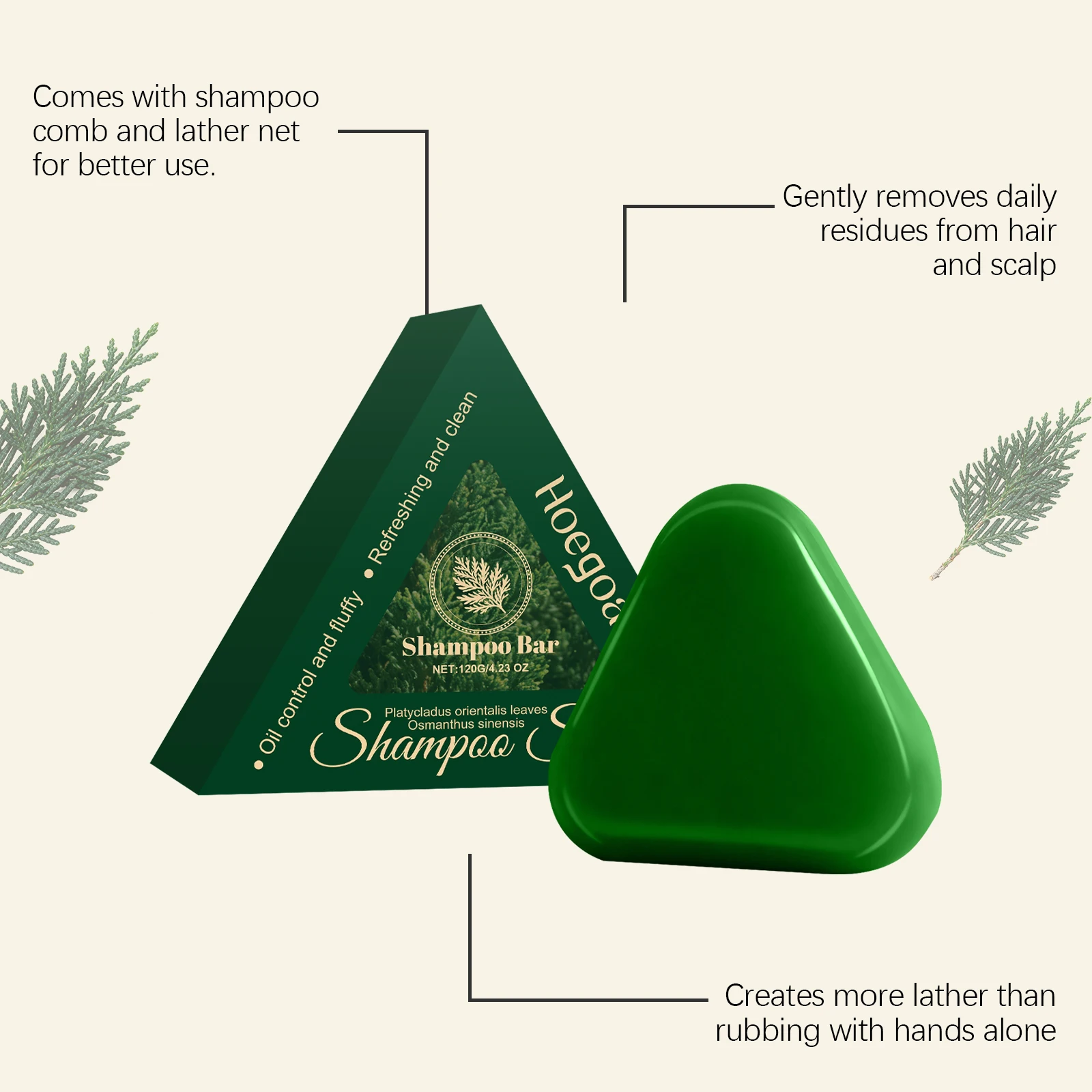 Orientalny szampon w kostce z liści arborvitae do włosów suchych i zniszczonych, wzmacniający korzenie włosów, kontrolujący wydzielanie sebum, przeciw puszeniu, odżywiający skórę głowy, pielęgnacja włosów.