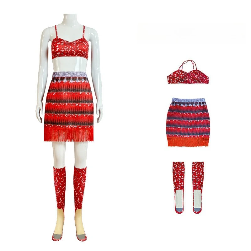 

Anime Animal Cosplay Gazelles Costume Adults Gazelles Red Dance Dress Zoo Popstar Halter Top Short Skirt Women Halloween Outfits