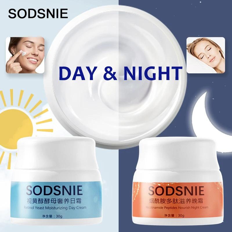 3PCS Day Night Face Cream Eye Cream Set Moisturizing Brightening Anti-Aging Bags Under The Eyes Retinol Niacinamide Skin Care