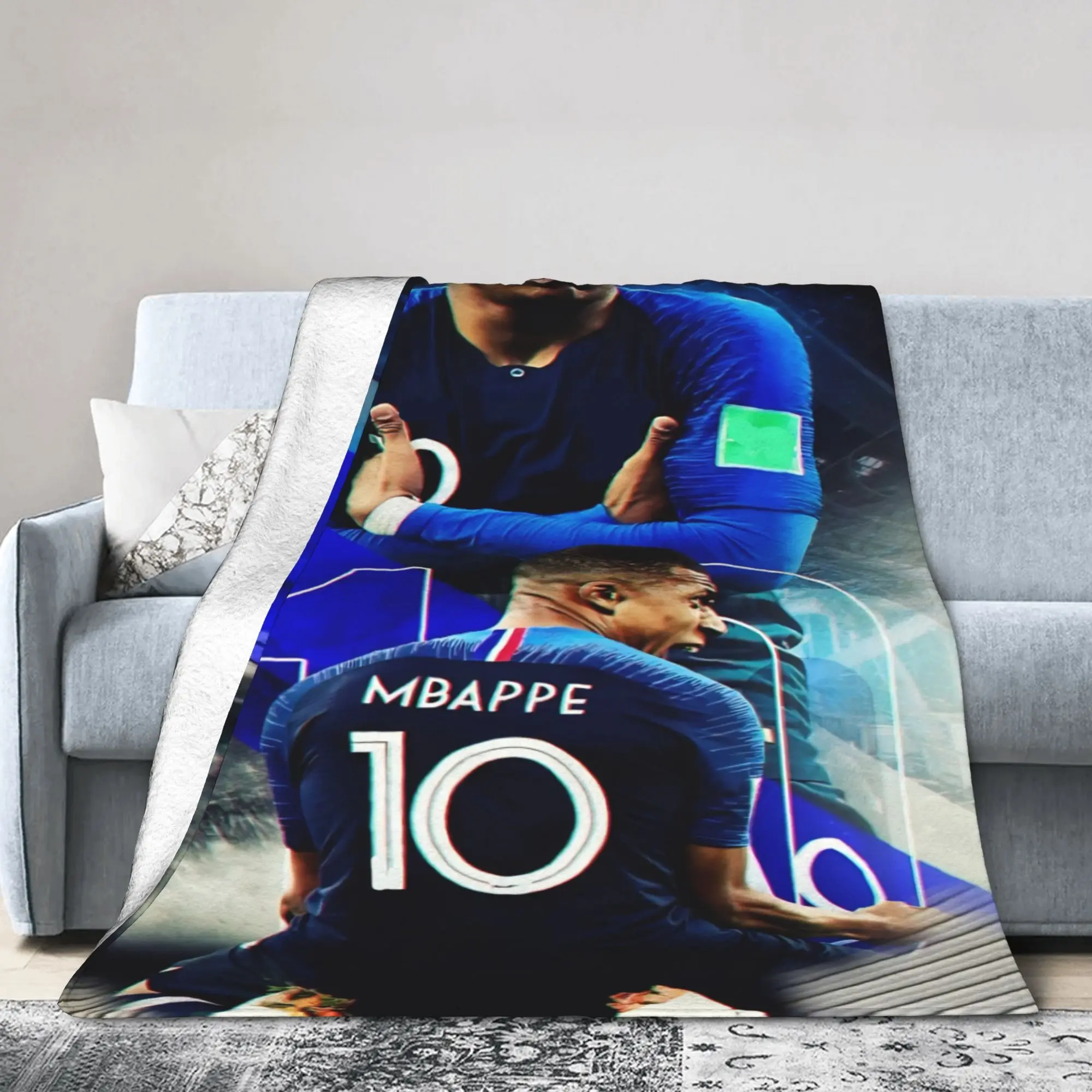Mbappes Number 10 Blankets Coral Fleece Plush Decoration Football Portable Soft Throw Blankets for Sofa Couch Bedspreads