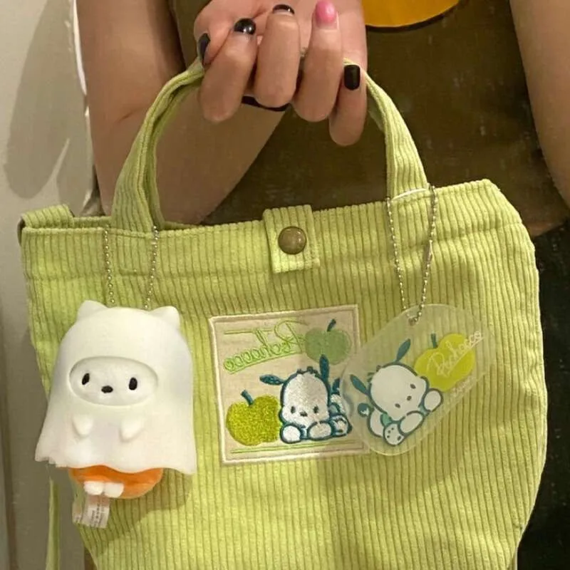 Sanrio Pochacco Polyamide Shoulder Bag Large Capacity Trendy Cute Cartoon Design Handbag Fashion Green Fresh Handbag Diagonal