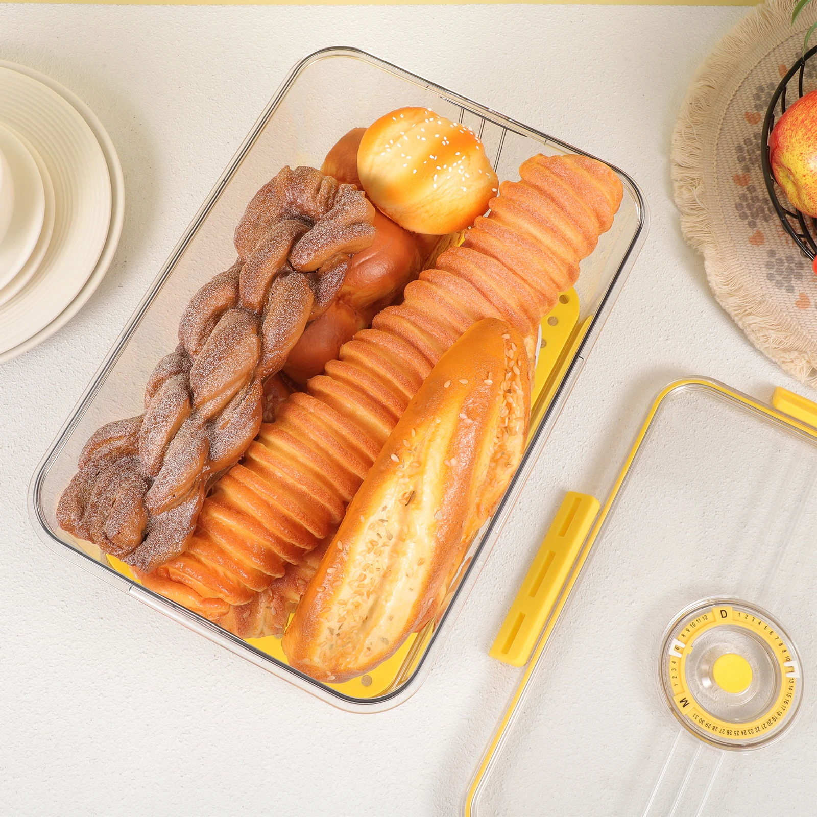 

Food Grade Storage Fridge Organizer Clear Plastic Airtight Lids Stackable Large Capacity Kitchen Sealing Produce Containers