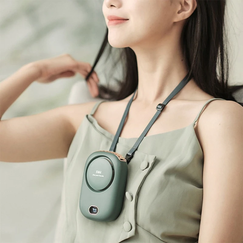 Portable Hanging Neck Fan, 2000Mah Wearable Mini Fan, Battery Operated USB Rechargeable 3 Speed Air Cooler