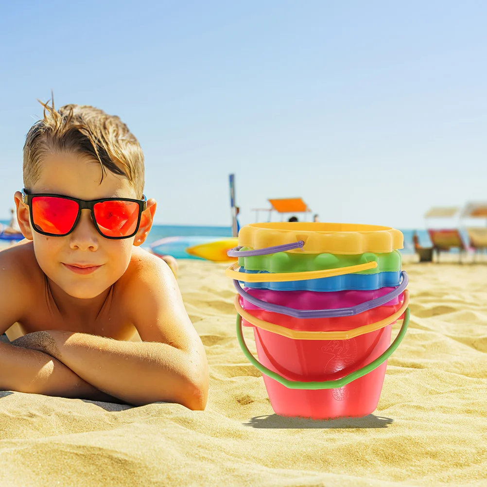 6 secchi per scavo con sabbia, giocattolo da spiaggia, strumento per giochi d'acqua, ghiaccio Brining con pale per bambini, secchi per bambini