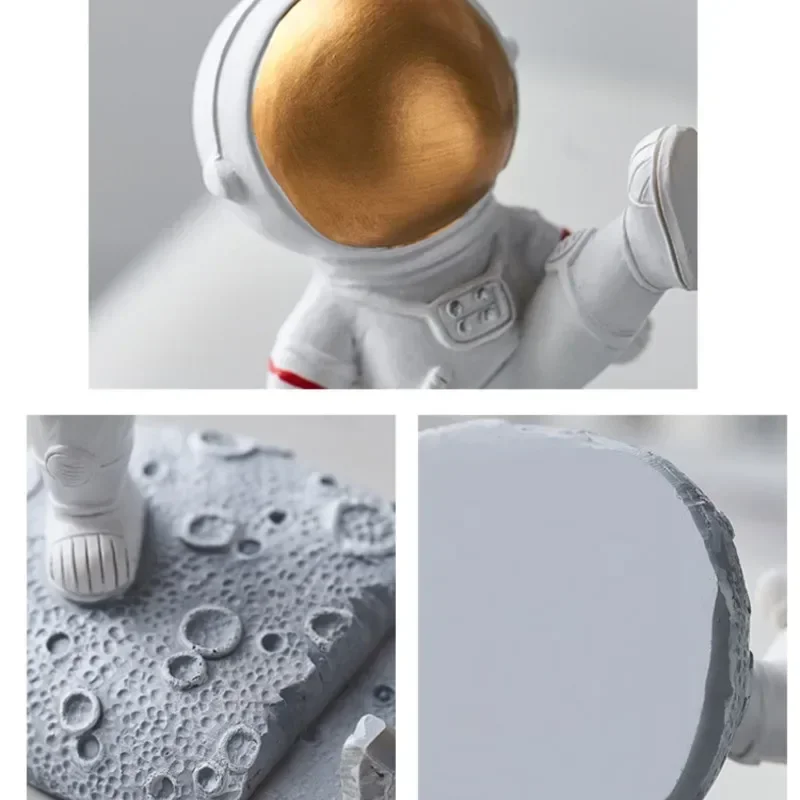 Nordic Astronaut Phone Stand Holder - Resin Spaceman Desk Decor for Office Home, Cute Mobile Holder with Non-Slip Base, image 6