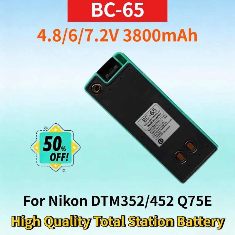 

Newest BC-65 4.8/6/7.2V 3800mAh NiMH Rechargeable Battery for Nikon DTM352/452 Q75E High Quality Total Station Surveying Battery