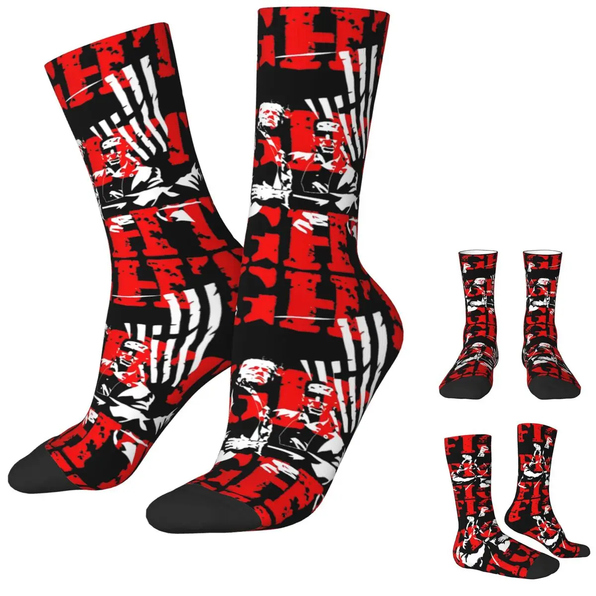 Fight Trump Assassination Attempt Stockings Graphic Gothic Socks Autumn Non Slip Socks Men Outdoor Sports Medium Soft Socks