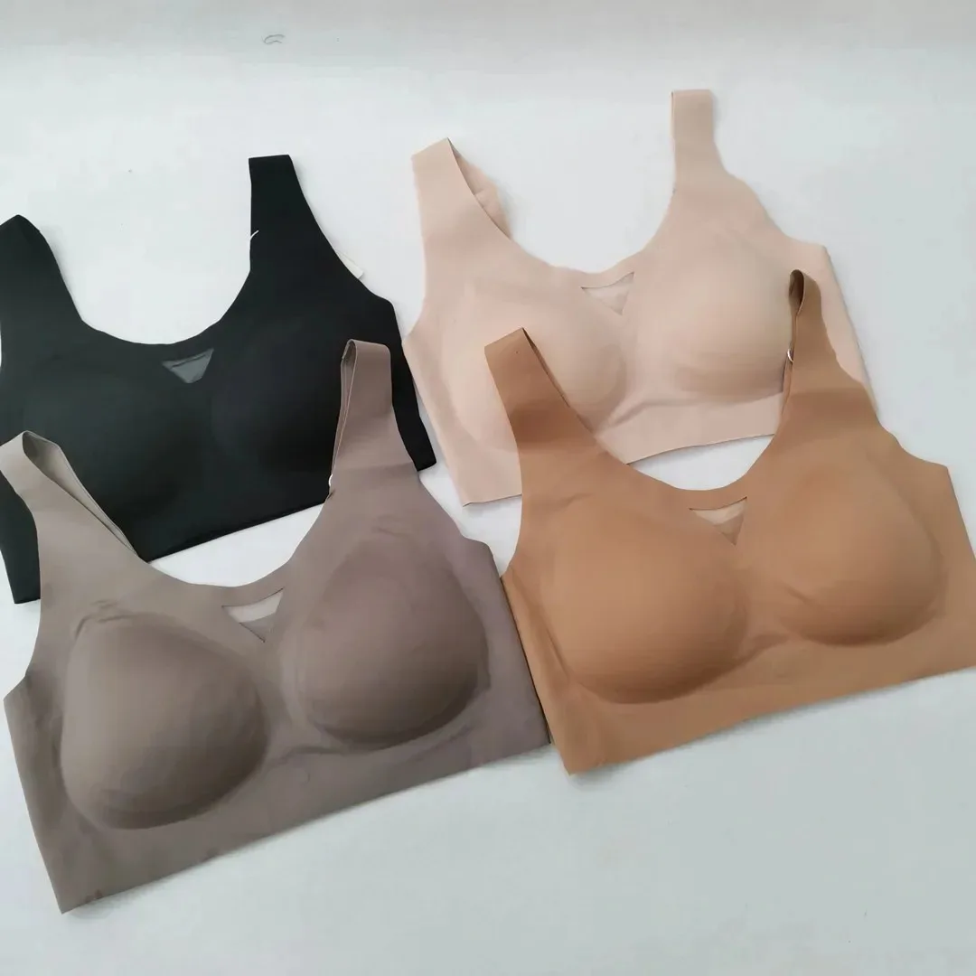 A/B/C Fixed Cup Sexy Non-Convertible Straps Seamless Wireless Lingerie Women\'s vest bra Push Up Small Breasts Showing Larger