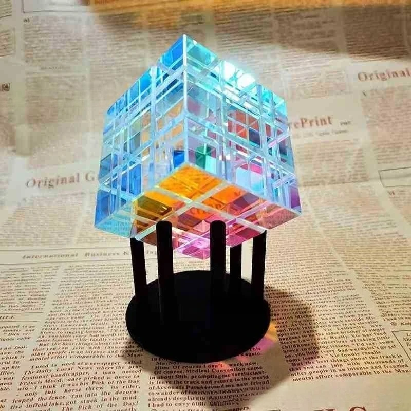 Modern simple gradient color cube Rubik's cube ornament crystal cube living room study desktop ornament