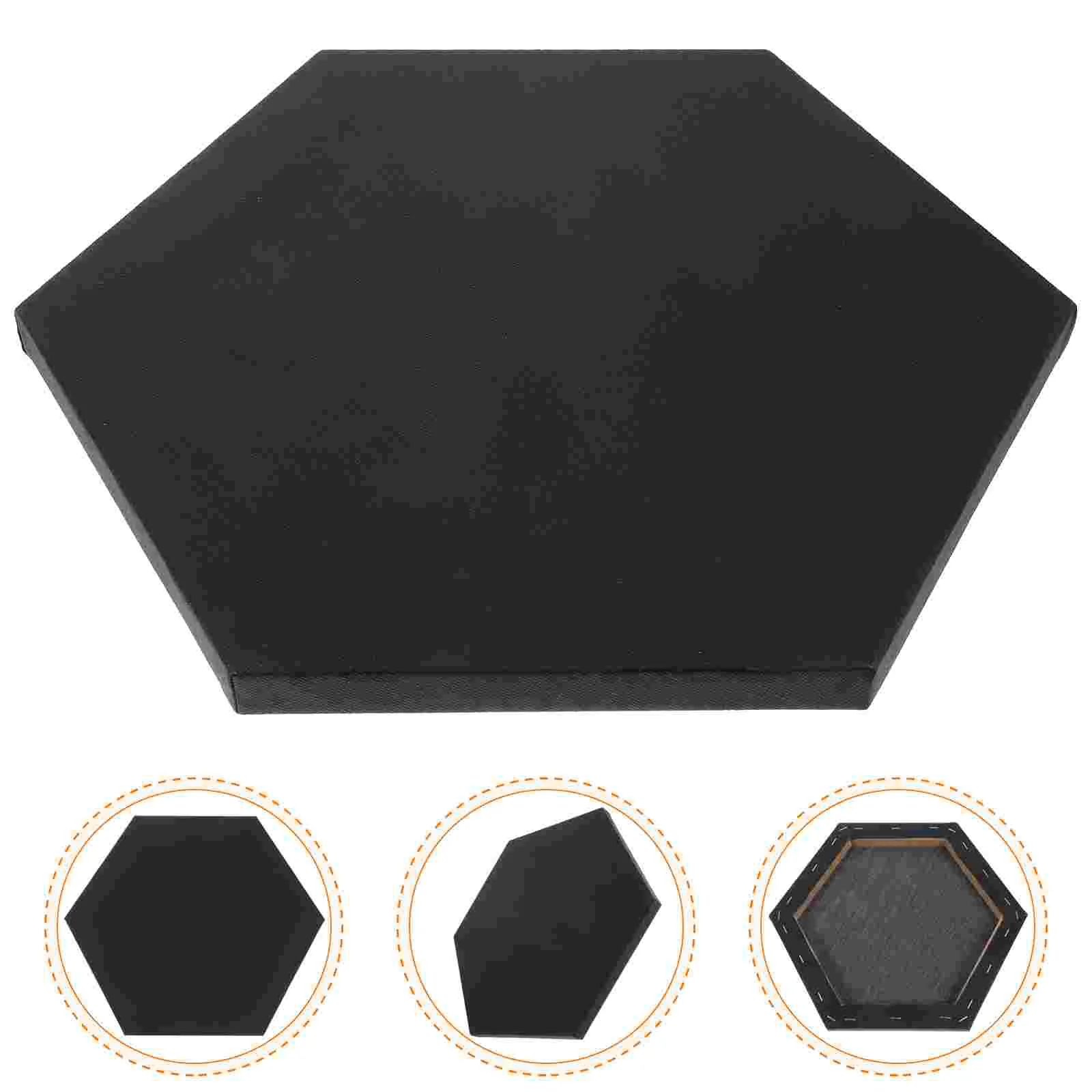 Hexagonal Oil Canvas Frame 30cm Diagonal Linen Wood Black Unfinished Artist Painting Boards for Acrylic Oil Smooth