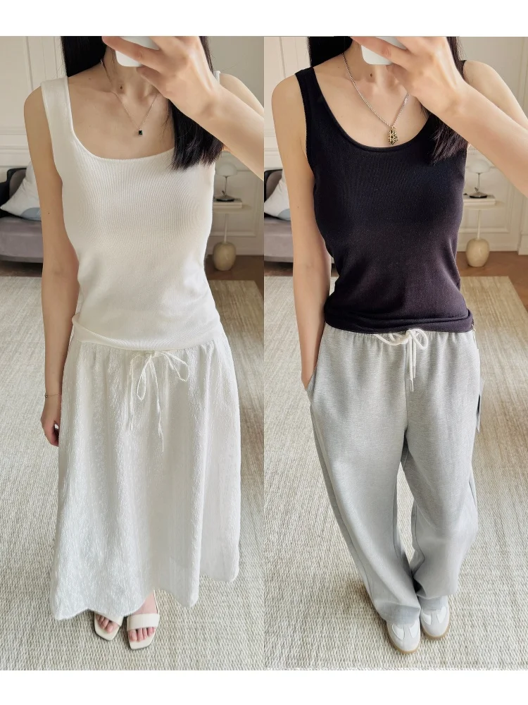 

Вязаный жилет из смесового шелка и ацетата, цельный, 8-игольная вязка, 100% вискоза