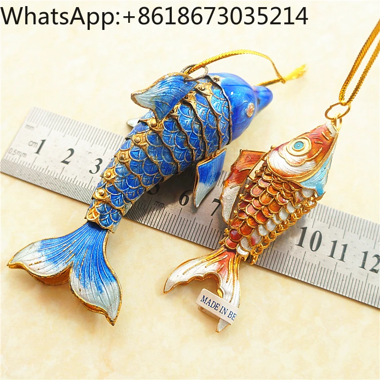 live festival fish, goldfish, lizards, snails, cloisonn é blue fish pendants, thick tire, retro decorative fish collection