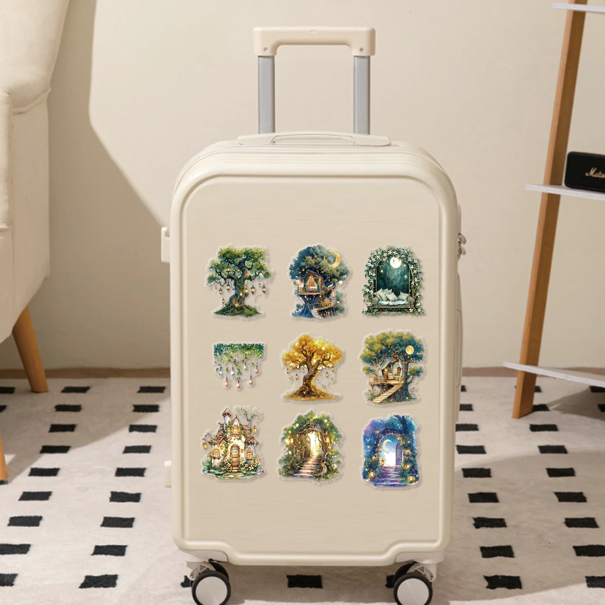 20pcs of Non-repetitive Forest Tree Pattern Stickers for Laptop Luggage Fridge Handbag Kids Sticker Toy Stationery Decals