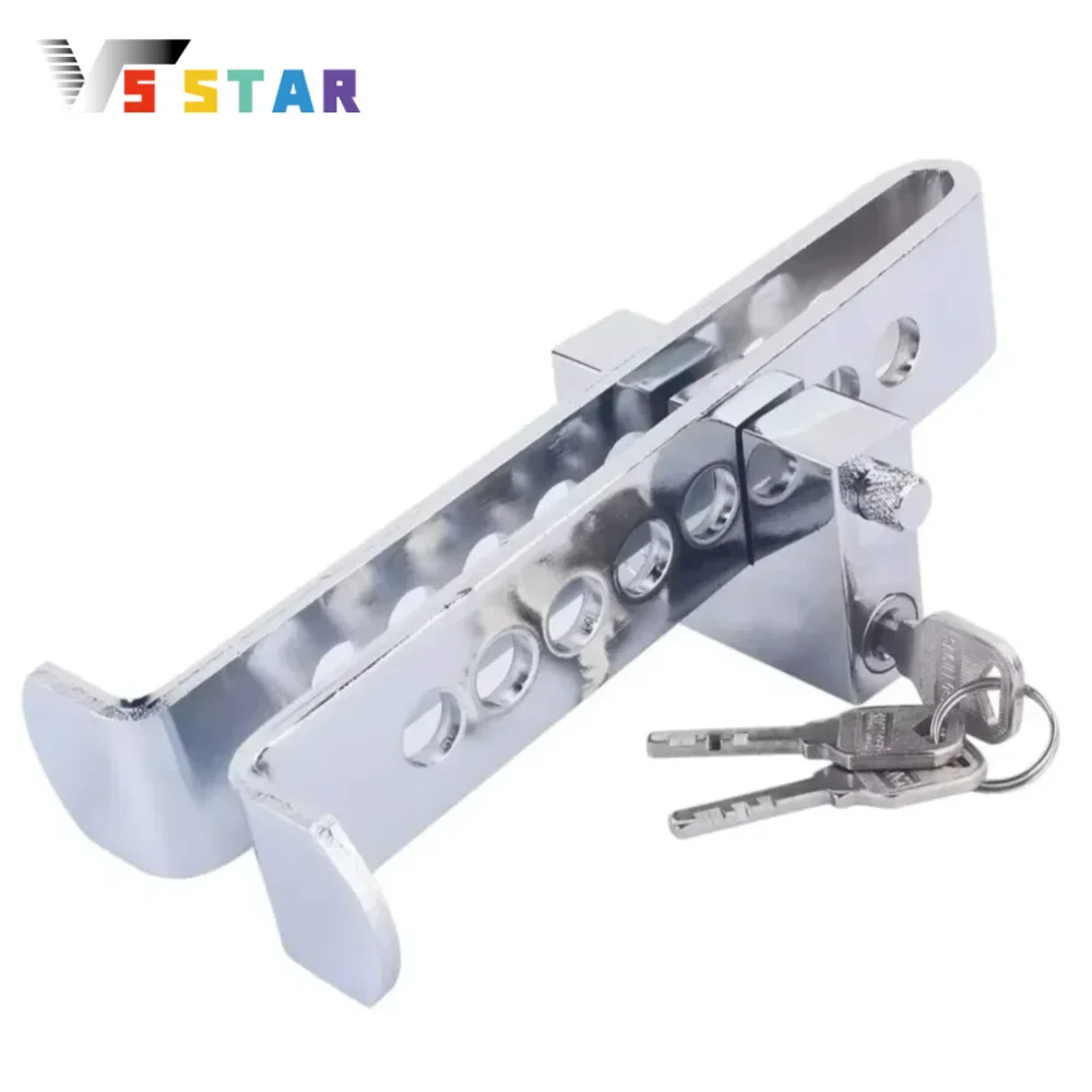 

High Quality Stainless Steel 8 Holes Brake Pedal Lock Security Car Auto Clutch Lock Anti Theft with 3pcs Keys Sliver