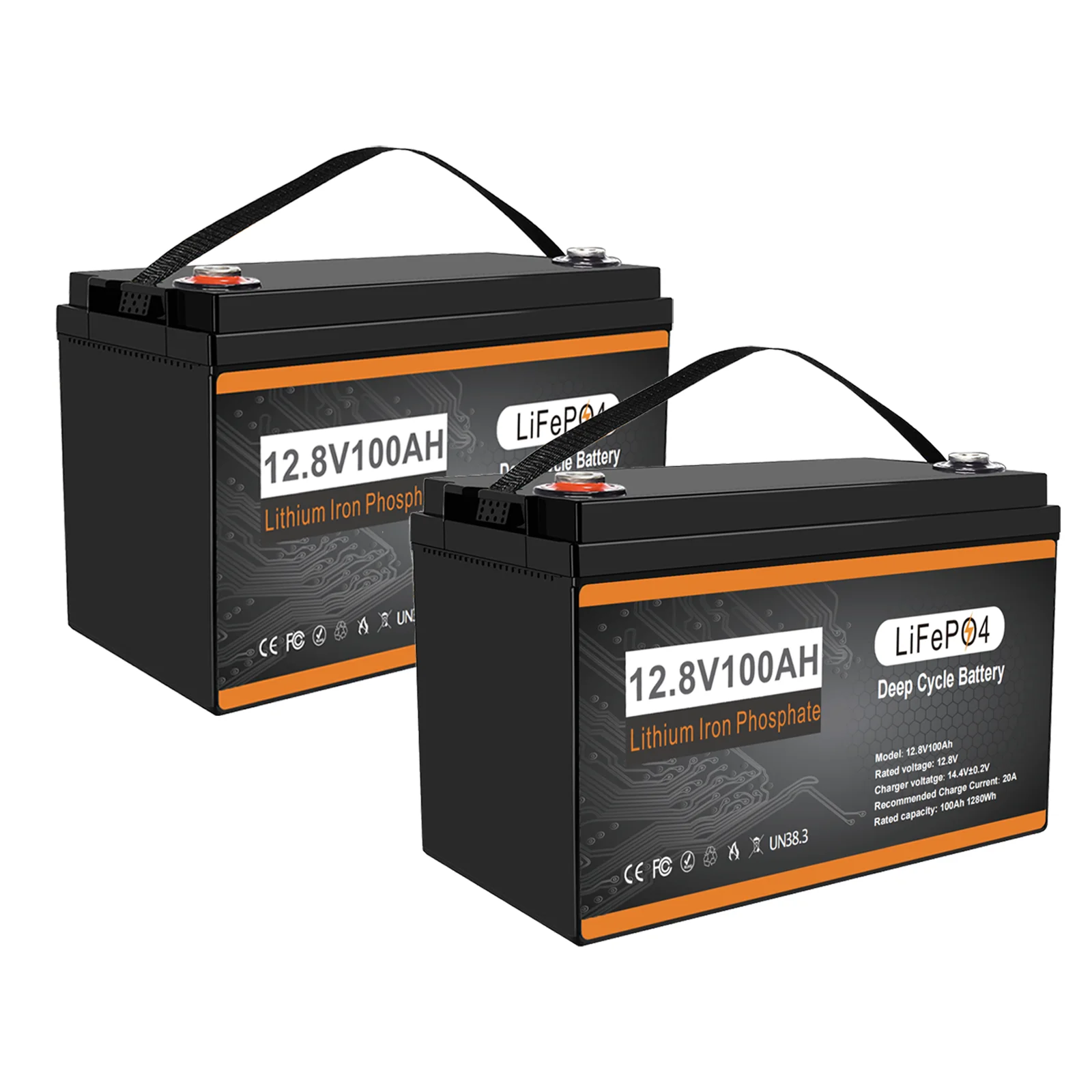 

Group 31 LiFePO4 Lithium Battery 4 Packs 12.8V 100Ah Lithium Iron Phosphate Deep Cycle Marine Battery with 100A BMS
