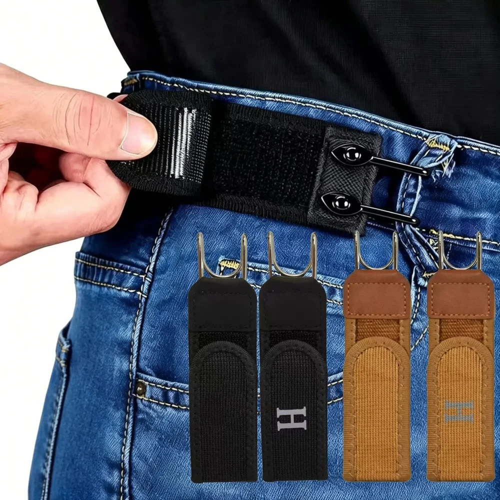 Adjustable Elastic Waistband Buckle with Magic Tape & Metal Hooks