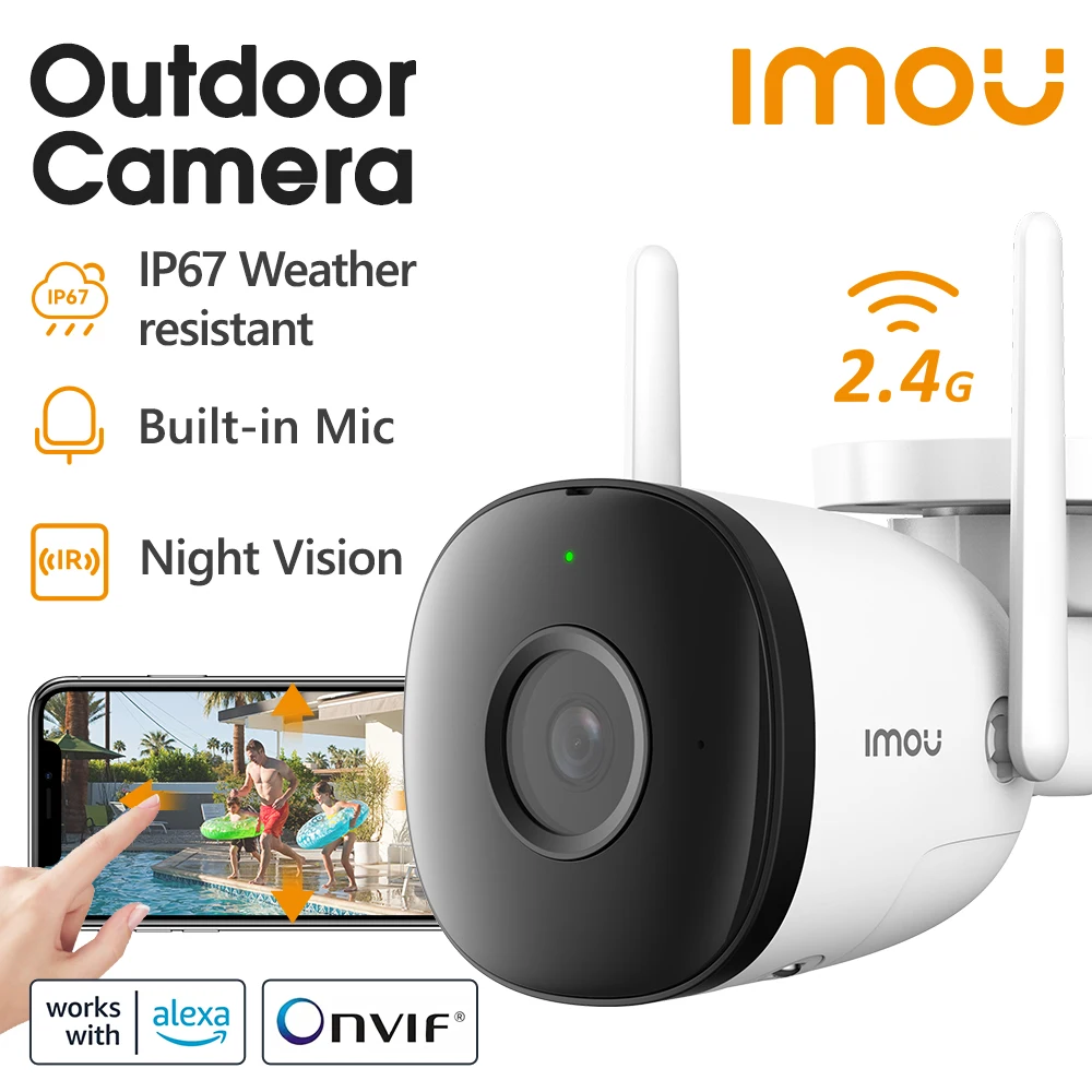 IMOU Wifi Outdoor Camera Bullet 2C 2MP Surveillance IP Camera Automatic Tracking Weatherproof AI Human Detection Outdoor Camera