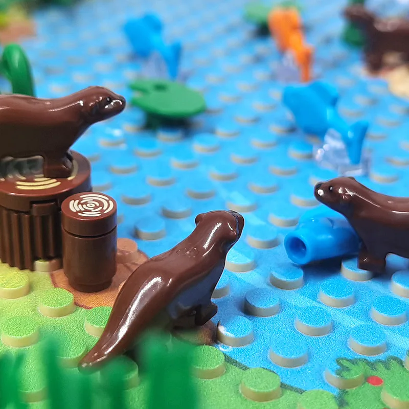 Zoo MOC Jungle Otter Farm Scene Building Blocks Animal Parts Bricks Toys Pasture Compatible With LEGO