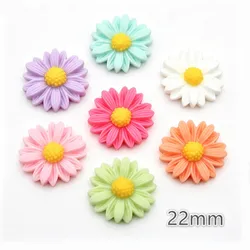 30pcs 22mm resin daisy flower flat back cabochon DIY Home Decoration Accessories Decorative Craft