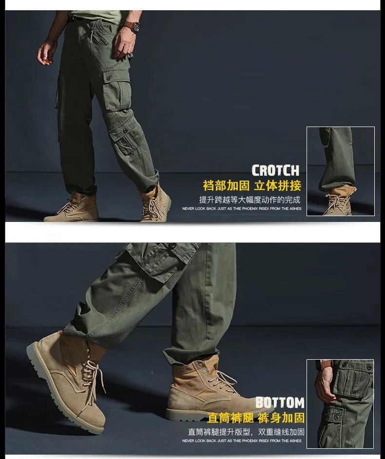 Outdoor casual broek voor heren, overall met meerdere zakken, rechte tactische broek, losse grote maat broek