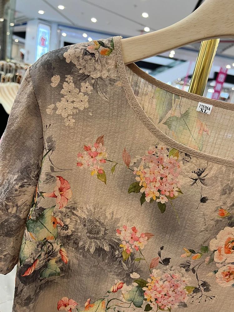 

Faionable Linen T-irt round Ne ort Sve Loose Top for Middle-Aged And ly Women Summer New Sle Youthful irt