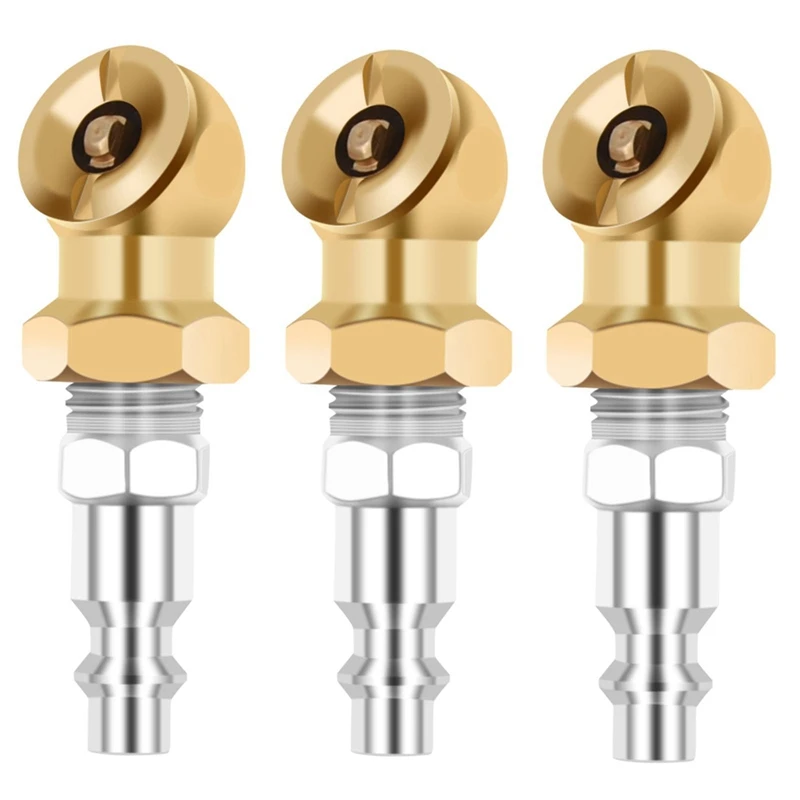 1/4Inch Portable Air Chuck Closed Brass Ball Inflator For Inflator Gauge Compressor Accessories 3 Pack