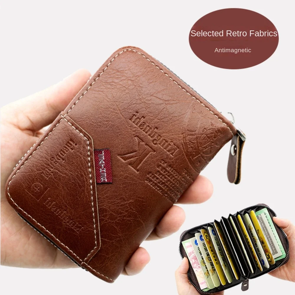 Classic PU Card Case Portable Solid Color Zipper Wallets Multi-functional Multi Card Business Card Bag Women Men