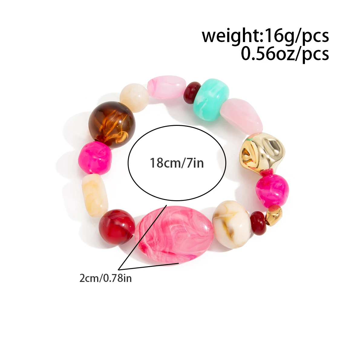 Ingemark Elegantes, farbenfrohes Armband aus Acrylharz mit Perlen für Damen, süßes, trendiges, elastisches Charm-Armband, Y2K-Schmuckaccessoires – Detail 5