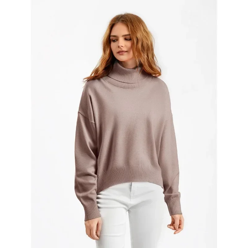 Turtleneck Cashmere Sweater Fall Winter Skinny Warm Knit Jumpers Women Casual Long-sleeved Loose Thick Pullover Tops Streetwear