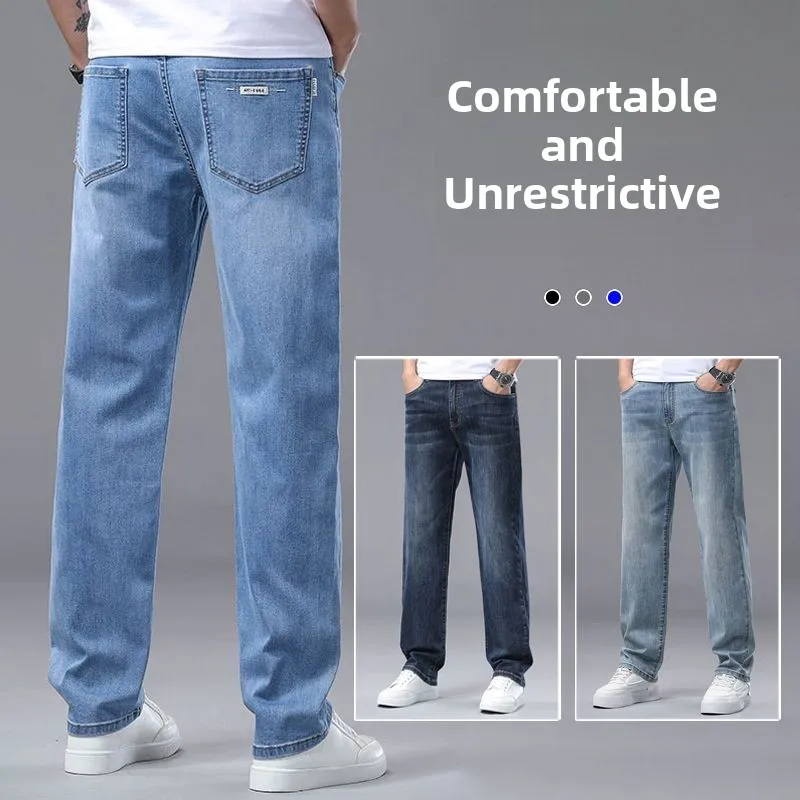 

Elastic Straight Leg Loose Fit Casual Jeans Men's Spring Autumn Workwear Durable Comfortable Cotton Polyester Blend