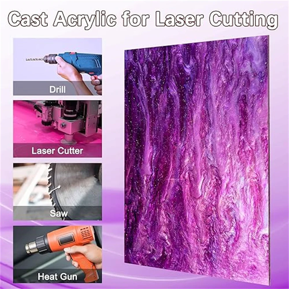 Purple Sheet Star Glitter Acrylic Sheet 3MM Thick 12*8 Feet Used for Crafts Decoration DIY material etc.