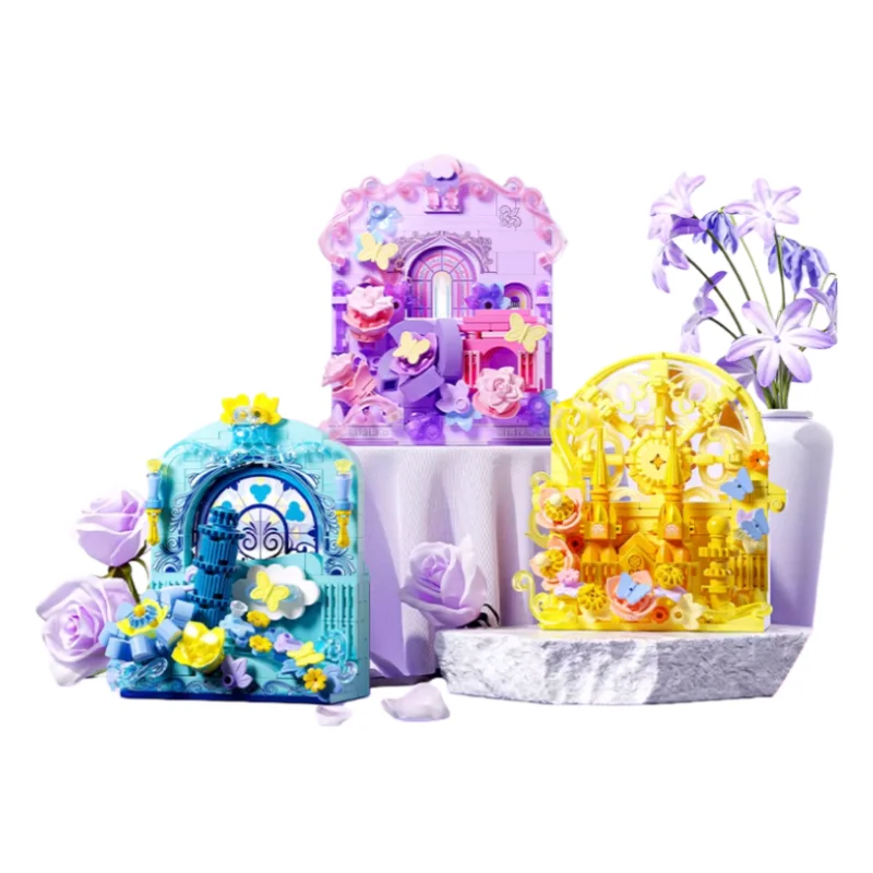 

Moonlight Society Flower Building Art Realm City Magnetic Refrigerator Sticker Building Blocks Toys Creative Assembly Girl Gift