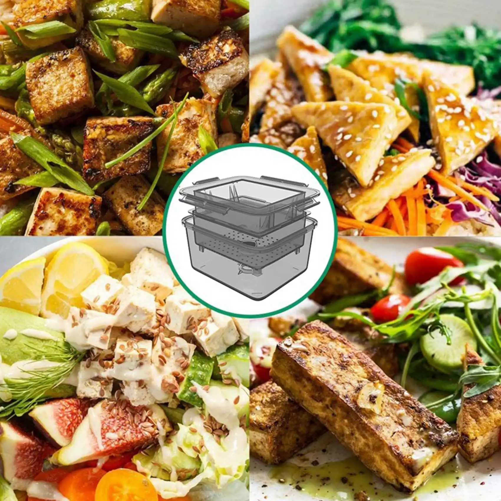 

2X пресс для тофу, слив для тофу, 3-слойный пресс для тофу, встроенный дренажный инструмент для удаления воды, можно мыть в посудомоечной машине, кухонный инструмент для приготовления пищи-A54Q